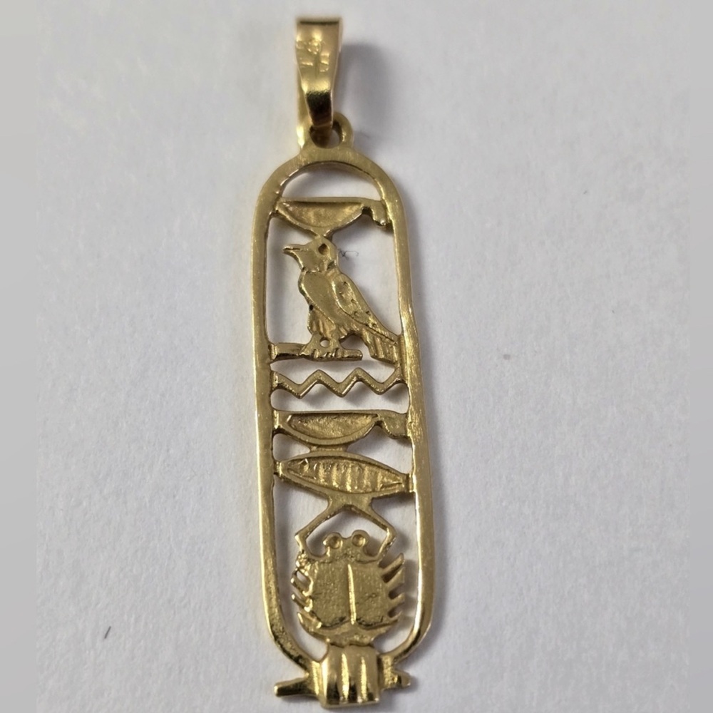 18K Gold Hieroglyphic Pendant